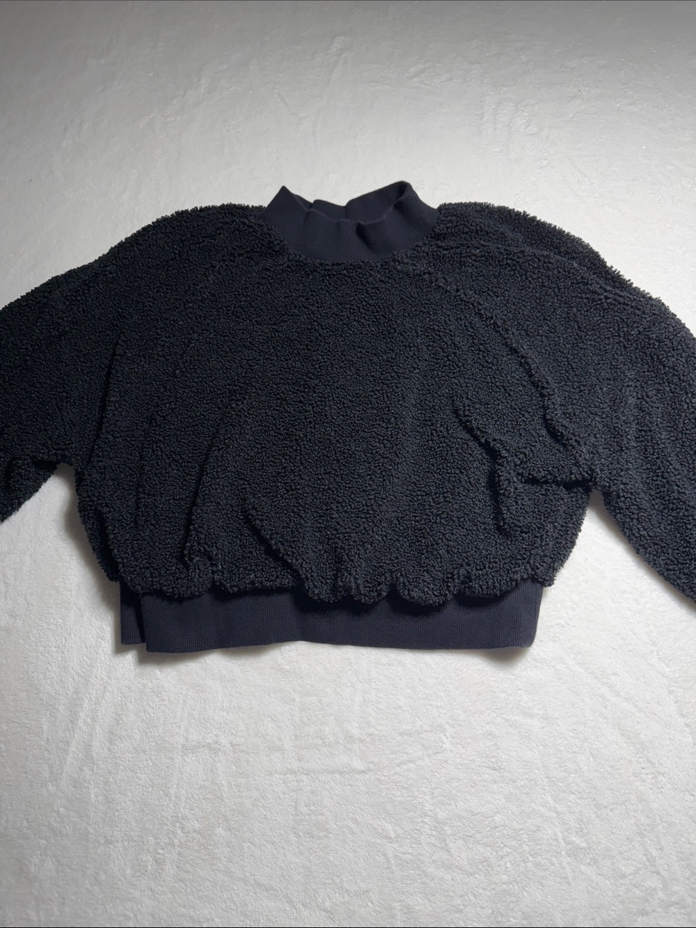 Fabletics Black Sherpa Crop Mock Turtleneck Sweatshirt